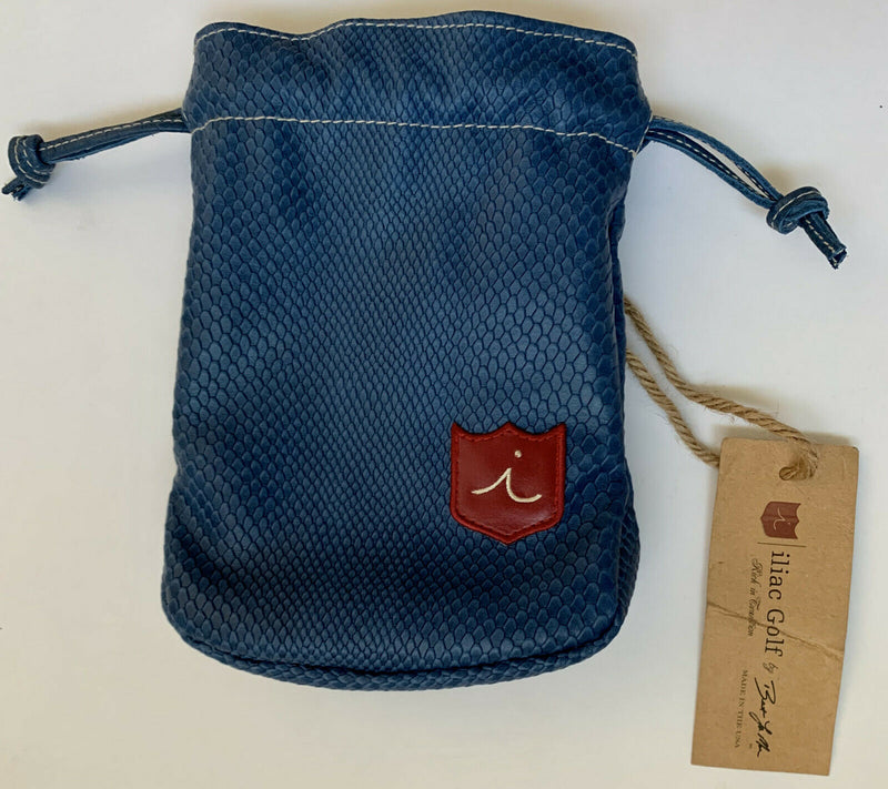 Iliac Golf Blue Leather Valuables Pouch With Pocket Wee Niblick