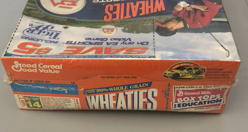 Vtg 2000 Tiger Woods Wheaties box W/ AOL EA Sports PGA Tour Game Sampler CD New