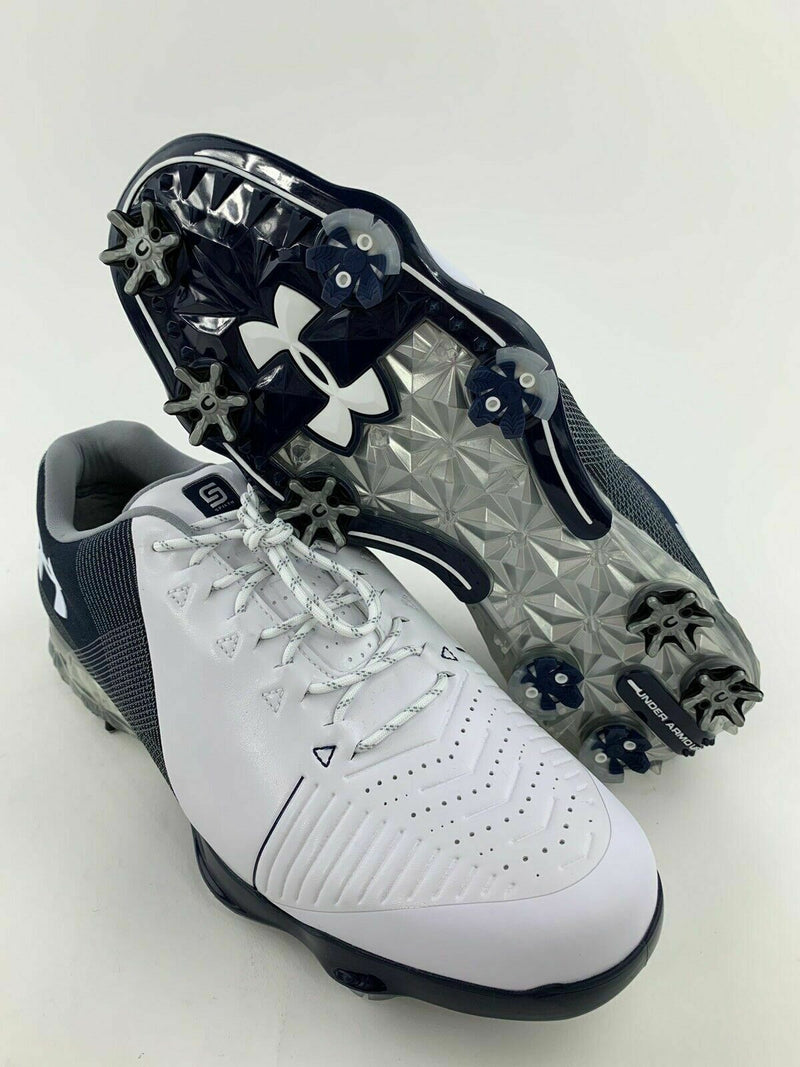 Under Armour Spieth 2 Golf Shoes Men's Size 8 White Navy Gore-Tex 3000165 101