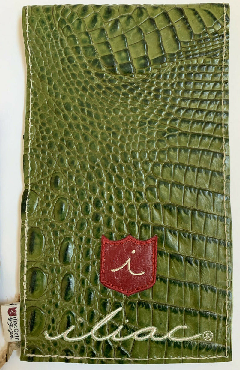 Iliac Golf Yardage Book Scorecard Cover Green Leather Italian Croc USA Made