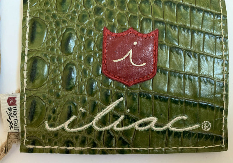 Iliac Golf Yardage Book Scorecard Cover Green Leather Italian Croc USA Made