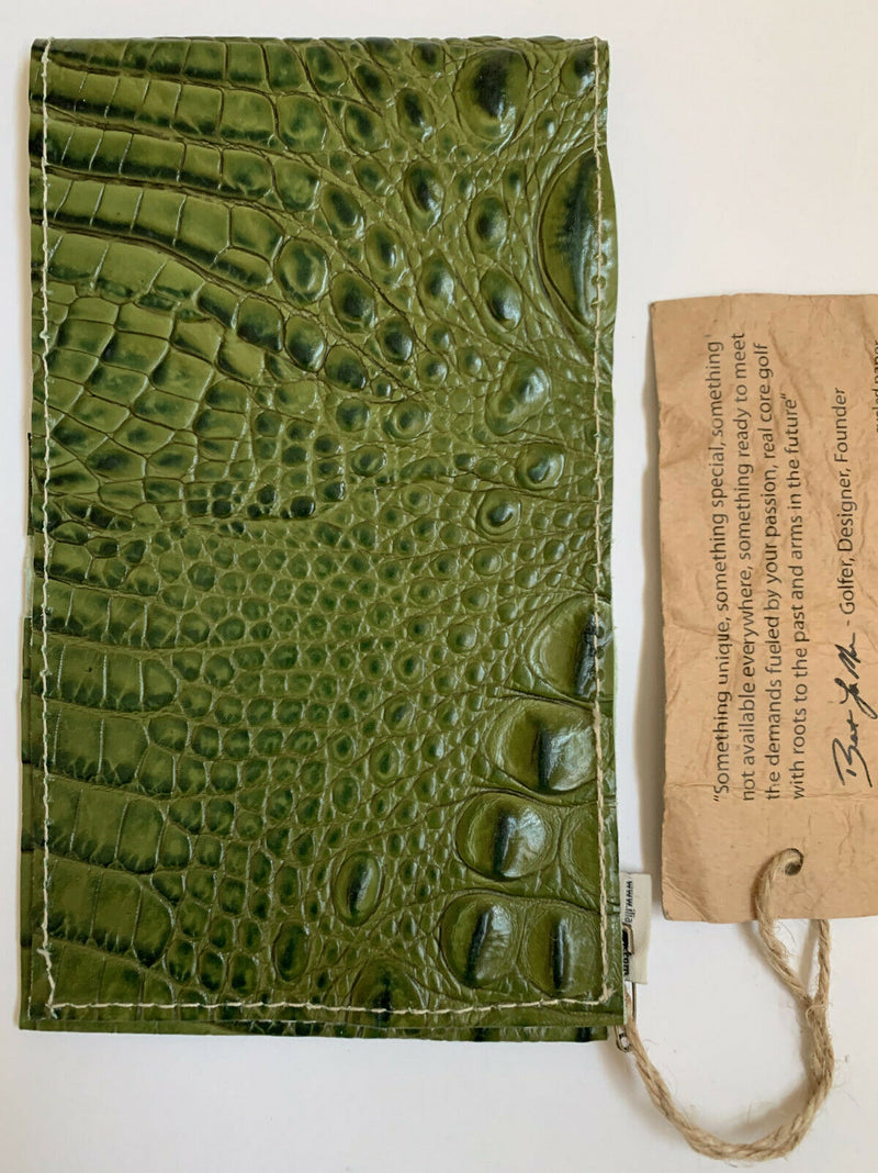 Iliac Golf Yardage Book Scorecard Cover Green Leather Italian Croc USA Made