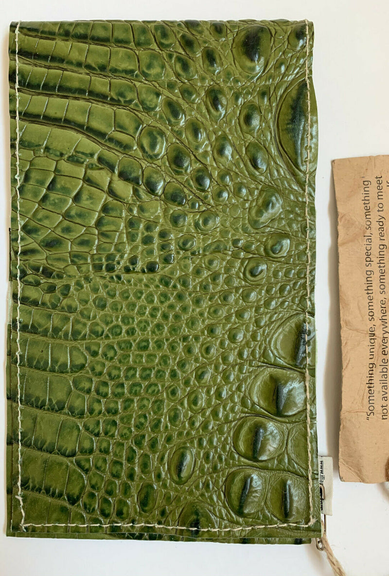 Iliac Golf Yardage Book Scorecard Cover Green Leather Italian Croc USA Made