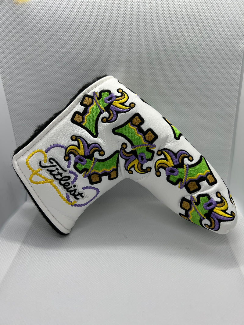 Scotty Cameron White Mardi Gras Jester Junk Yard Dog Putter Cover Titleist