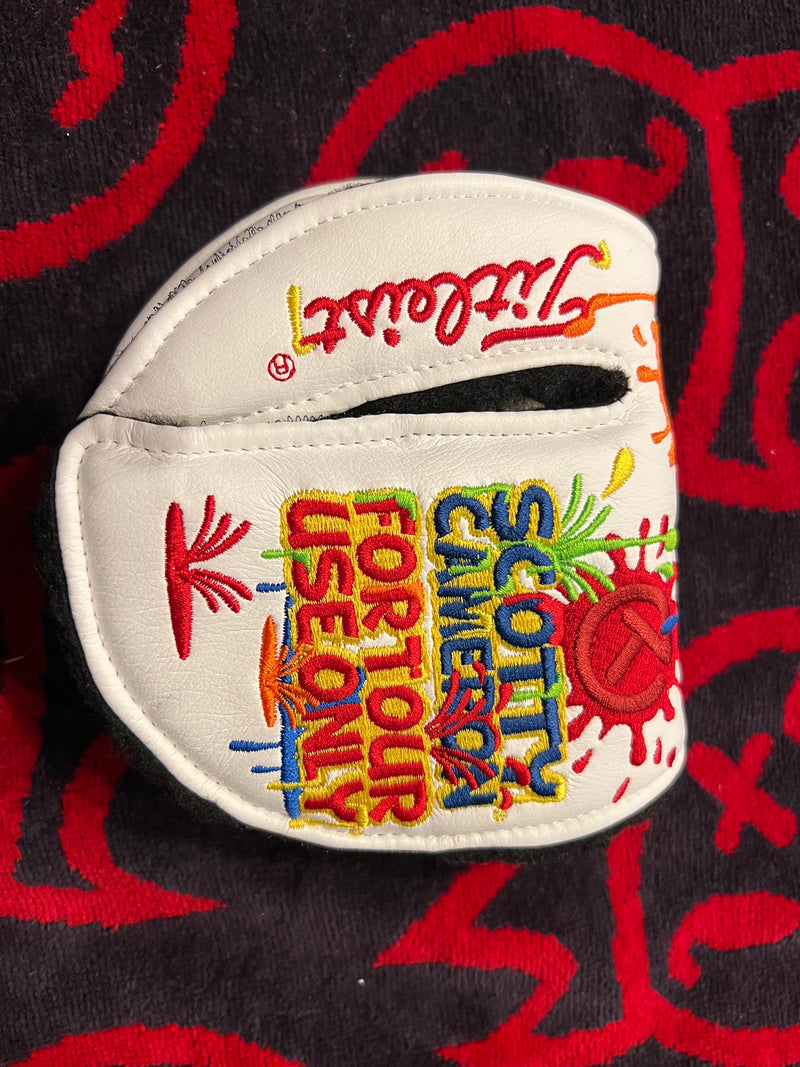 Scotty Cameron White Paint Splash Mid-Round Putter Cover Titleist Tour Use Only