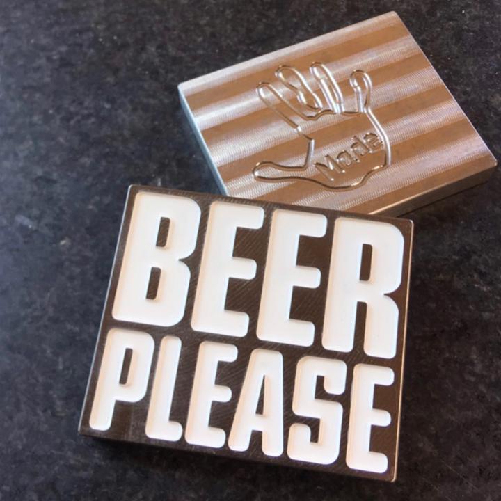 Handmade Silver and White Beer Please Ball Marker