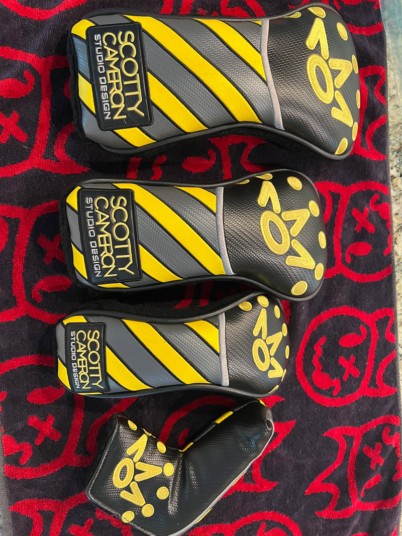 Scotty Cameron 2018 Yellow Caution Stripe D,W,F,P Cover Set of 4