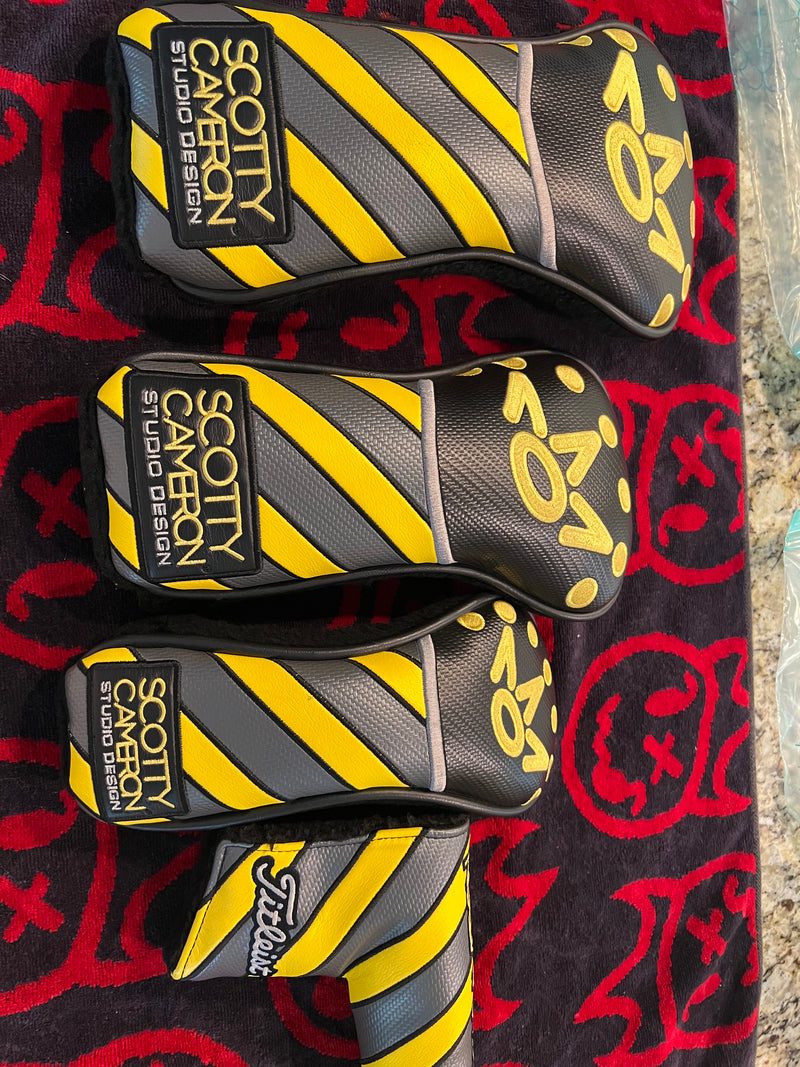 Scotty Cameron 2018 Yellow Caution Stripe D,W,F,P Cover Set of 4