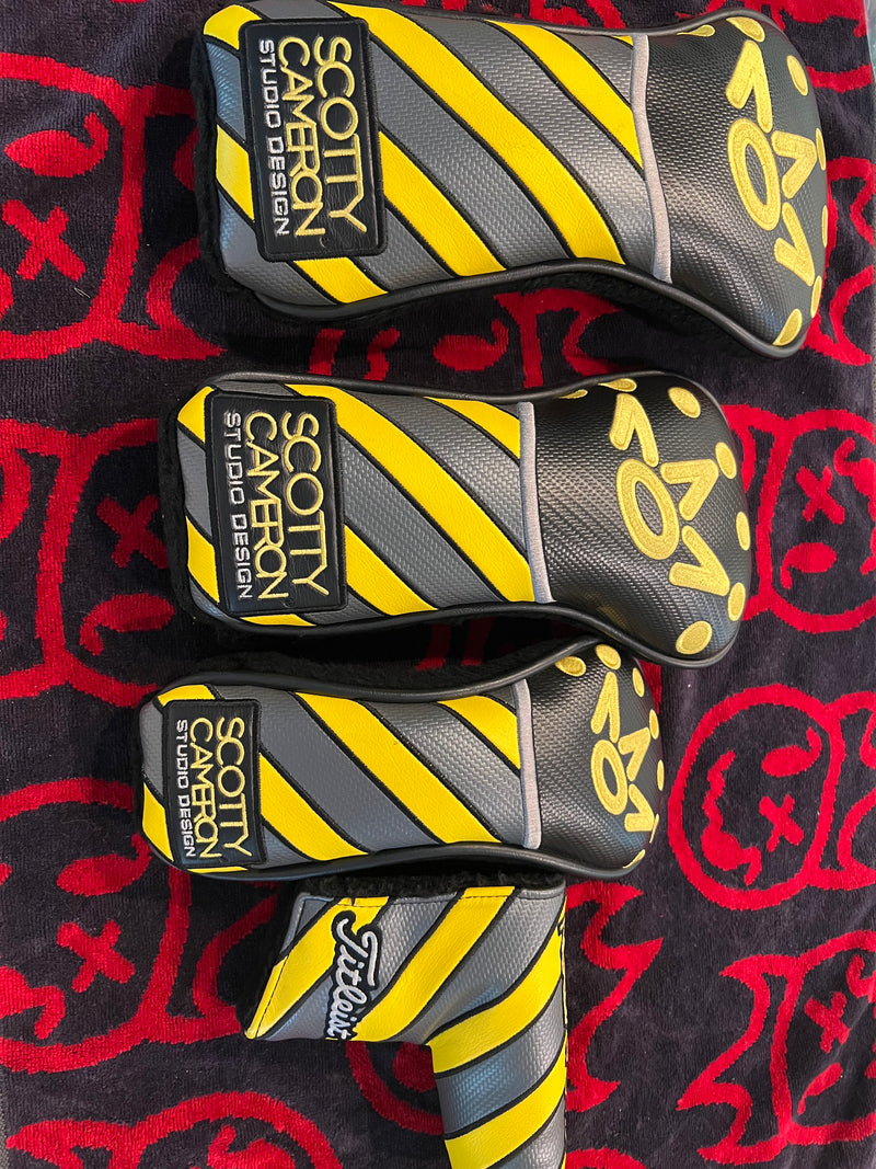 Scotty Cameron 2018 Yellow Caution Stripe D,W,F,P Cover Set of 4