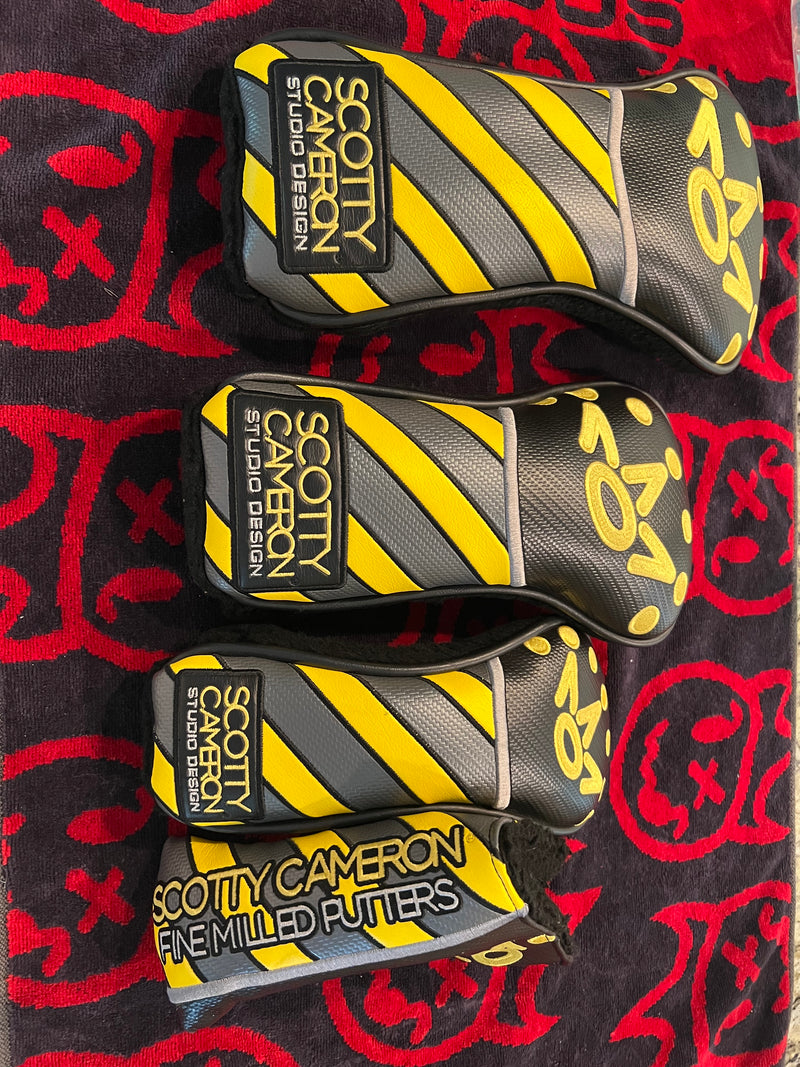 Scotty Cameron 2018 Yellow Caution Stripe D,W,F,P Cover Set of 4