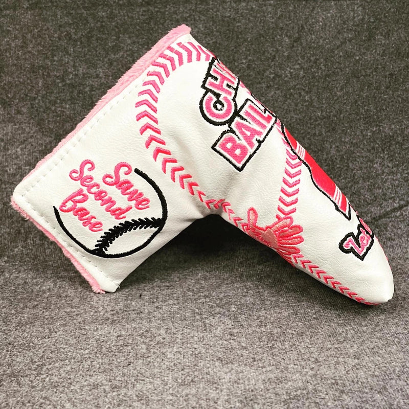 Patrick Gibbons Handmade White Baseball Breast Cancer Awareness Putter Cover