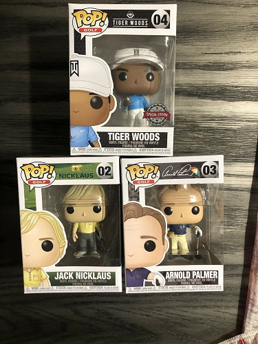 Tiger Woods Funko Pop 04 Special Edition and Arnold Palmer 03 And Jack Set Rare