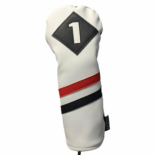 Majek Golf 1 3 H Driver Wood & Hybrid Headcover White Red Black Leather Style