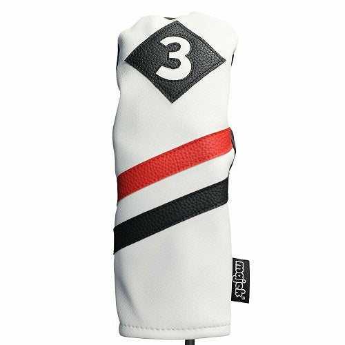 Majek Golf 1 3 H Driver Wood & Hybrid Headcover White Red Black Leather Style