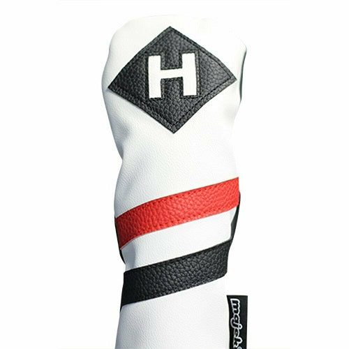 Majek Golf 1 3 H Driver Wood & Hybrid Headcover White Red Black Leather Style