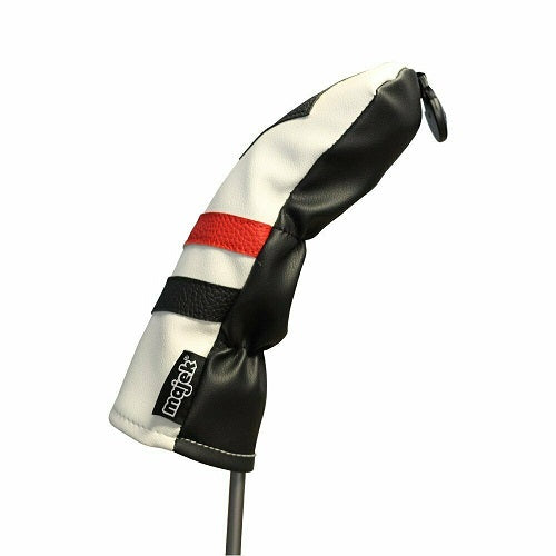 Majek Golf 1 3 H Driver Wood & Hybrid Headcover White Red Black Leather Style