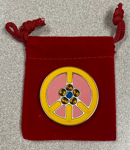 Handmade Special Yellow and Pink Peace Sign Ball Marker 1 of 1